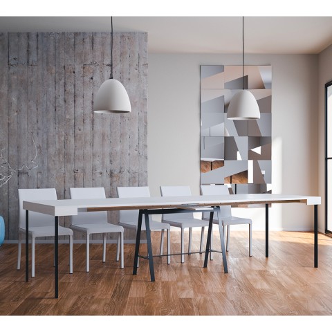 Banco askehvid spisebord med udtræk 90x40-300 cm træ konsolbord Kampagne