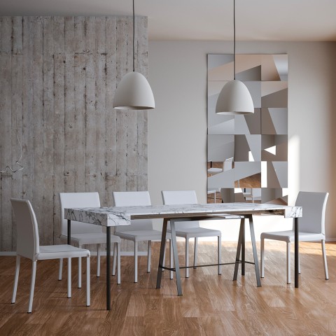 Banco Small Marble marmor spisebord med udtræk 90x40-196 cm konsolbord Kampagne
