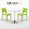 Long Island hvid cafebord sæt: 2 Paris farvet stole og 70cm rundt bord Kampagne