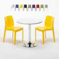 Long Island hvid cafebord sæt: 2 Ice farvet stole og 70cm rundt bord Kampagne
