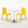 Long Island hvid cafebord sæt: 2 Ice farvet stole og 70cm rundt bord Mål