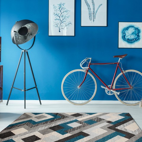 Art Modern Blue rektangulær gulvtæppe bløde løse tæpper til stuen