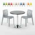 Cosmopolitan sort cafebord sæt: 2 Gruvyer farvet stole og 70cm rundt bord Kampagne