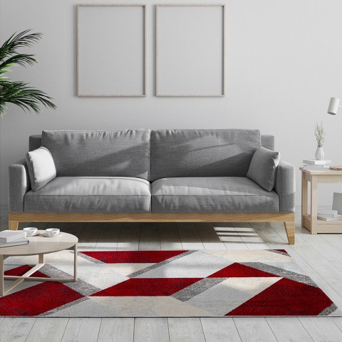 Rektangulært tæppe moderne design stue kontor Art Style Red