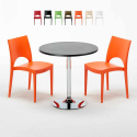 Cosmopolitan sort cafebord sæt: 2 Paris farvet stole og 70cm rundt bord Kampagne