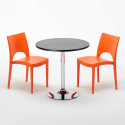 Cosmopolitan sort cafebord sæt: 2 Paris farvet stole og 70cm rundt bord Model