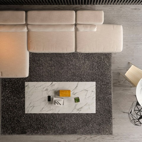 Rektangulært tæppe moderne design ensfarvet stue Trend Anthracite