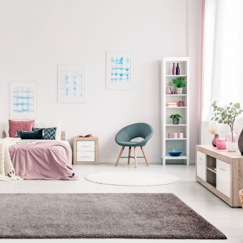 Rektangulært tæppe moderne design ensfarvet stue Trend Grey