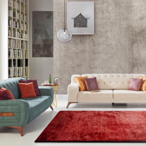 Rektangulært tæppe moderne design ensfarvet stue Trend Red