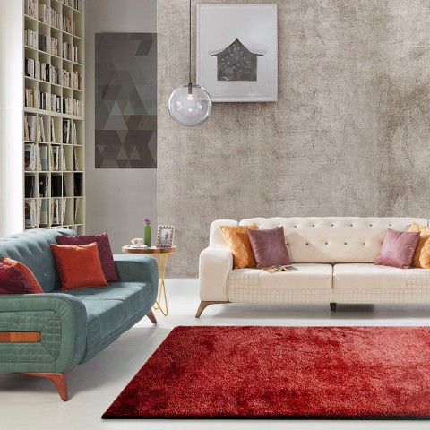 Rektangulært tæppe moderne design ensfarvet stue Trend Red