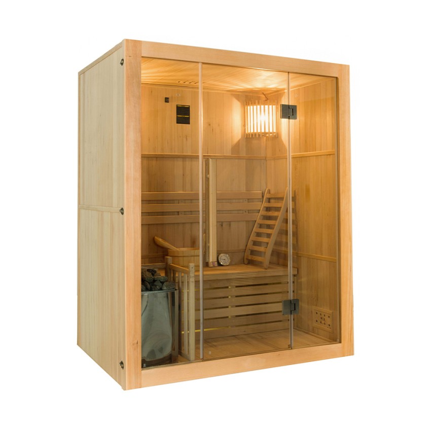 Sense 3 personer sauna 153x110x190 cm med saunaovn 4500 w og tilbehør Kampagne