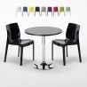 Cosmopolitan sort cafebord sæt: 2 Ice farvet stole og 70cm rundt bord Kampagne