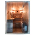 Sense 4 personer sauna 150x150x200 cm med saunaovn 6000 w og tilbehør Udsalg