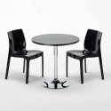 Cosmopolitan sort cafebord sæt: 2 Ice farvet stole og 70cm rundt bord Mål