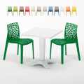 Patio hvid havebord sæt: 2 Gruvyer farvet stole og 70cm kvadratisk bord Kampagne