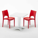 Patio hvid havebord sæt: 2 Paris farvet stole og 70cm kvadratisk bord Model