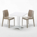 Patio hvid havebord sæt: 2 Ice farvet stole og 70cm kvadratisk bord Mål