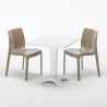 Patio hvid havebord sæt: 2 Ice farvet stole og 70cm kvadratisk bord Mål