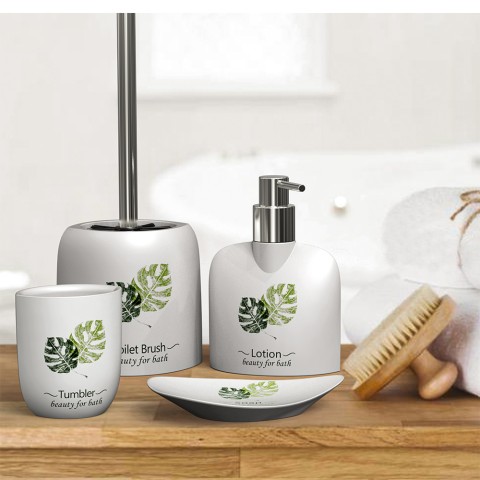 Palm badeværelsestilbehør sæt sæbedispenser tandkrus toiletbørste Kampagne