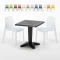 Aia sort havebord sæt: 2 Gruvyer farvet stole og 70cm kvadratisk bord Kampagne