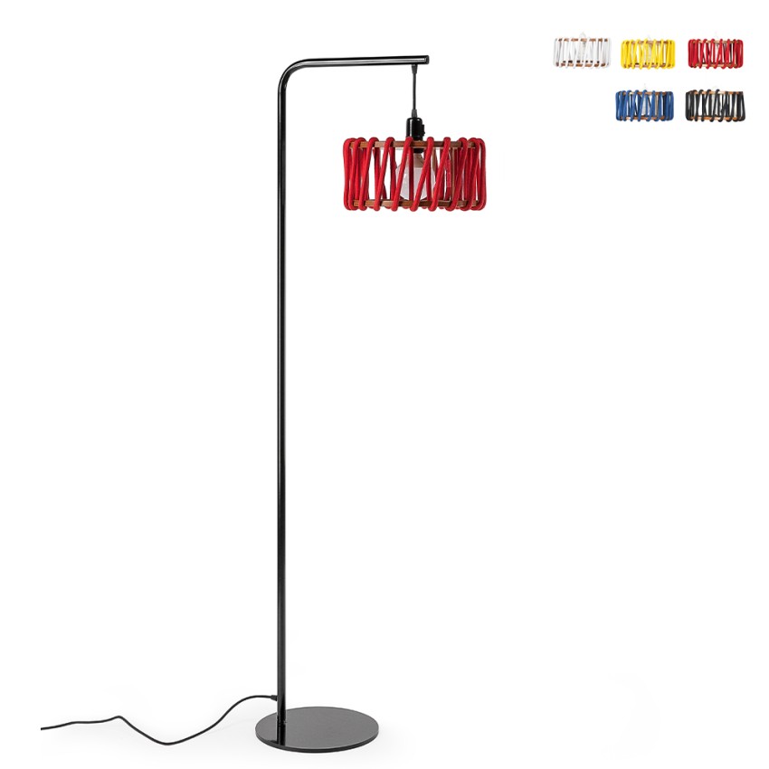 Macaron DF30 træ gulvlampe design med stof reb til stue soveværelse Kampagne