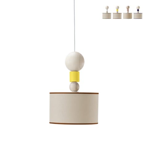 Design loftslampe i træ og stof Spiedino 24D