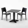 Aia sort havebord sæt: 2 Paris farvet stole og 70cm kvadratisk bord Model