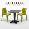 Aia sort havebord sæt: 2 Ice farvet stole og 70cm kvadratisk bord Kampagne