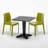 Aia sort havebord sæt: 2 Ice farvet stole og 70cm kvadratisk bord Mål