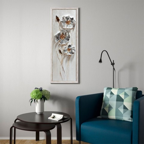 Z423 håndmalet maleri på lærred 30x90 cm ramme kunst blomstermotiv