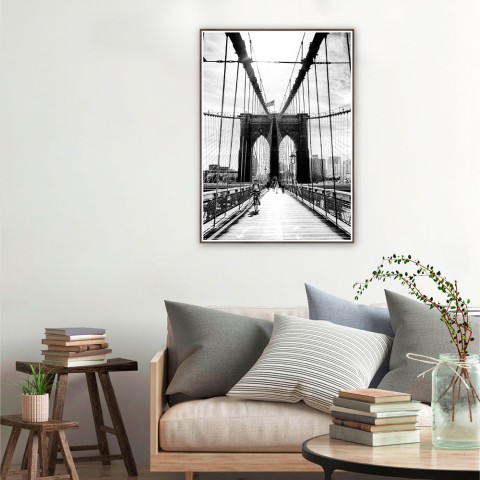Print billede fotografering bro hvid sort ramme 50x70cm Unika 0030