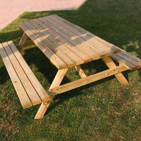 Picnicbord træbænke til udendørs have 180x150cm
