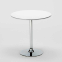 Silver hvid cafebord sæt: 2 Cristal light gennemsigtig stole og 70cm rundt bord Køb