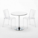 Silver hvid cafebord sæt: 2 Dune gennemsigtig stole og 70cm rundt bord Udsalg