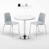 Silver hvid cafebord sæt: 2 Lollipop plast metal stole og 70cm rundt bord Kampagne