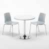 Silver hvid cafebord sæt: 2 Lollipop plast metal stole og 70cm rundt bord Udvalg