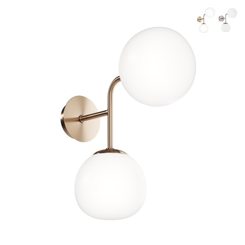Erich Maytoni væglampe messing design 2 hvid glas lys til soveværelse
