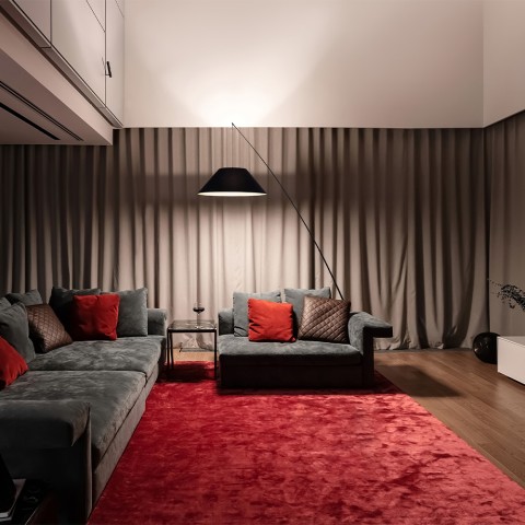 Campanula Maytoni sort stor buet gulvlampe design stue soveværelse