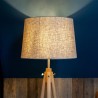 Calvin Maytoni stor træ gulvlampe design stof lampeskærm til stue Udvalg