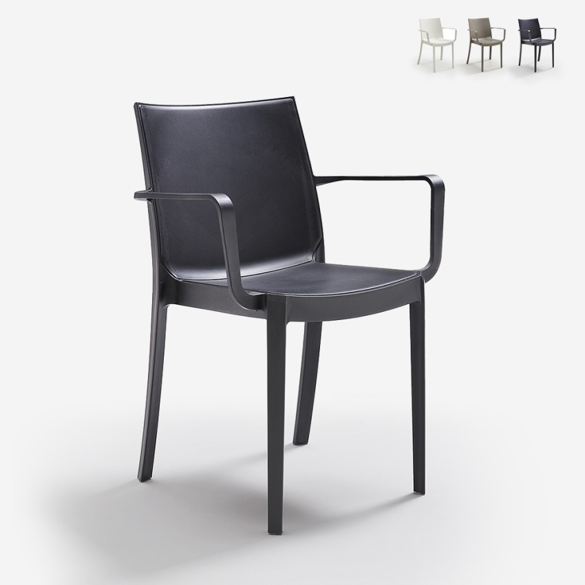 Sæt med 23 spisebordsstole med armlæn i plast stabelbare havestole Victoria BICA På Tilbud