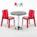 Ghost sort cafebord sæt: 2 Femme Fatale gennemsigtig stole og 70cm rundt bord Kampagne