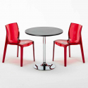 Ghost sort cafebord sæt: 2 Femme Fatale gennemsigtig stole og 70cm rundt bord Rabatter