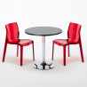 Ghost sort cafebord sæt: 2 Femme Fatale gennemsigtig stole og 70cm rundt bord Rabatter