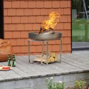 Havefyr med grill træholder Ø 63cm ruststål Nagliai Tilbud
