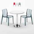 Spectre hvidt cafebord sæt: 2 Femme Fatale gennemsigtig stole og 70cm rundt bord Kampagne
