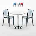 Spectre hvidt cafebord sæt: 2 B-side gennemsigtig stole og 70cm rundt bord Kampagne