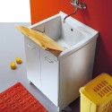 Acqua Edilla 63x50 cm vask til tøjvask med hvid skab træ vaskebræt På Tilbud