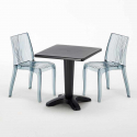 Balcony sort havebord sæt: 2 Dune gennemsigtig stole og 70cm kvadratisk bord Udsalg