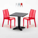 Balcony sort havebord sæt: 2 Cristal light gennemsigtig stole og 70cm kvadratisk bord Kampagne