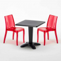Balcony sort havebord sæt: 2 Cristal light gennemsigtig stole og 70cm kvadratisk bord Rabatter